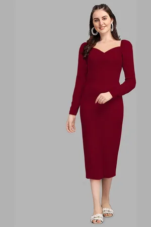 DressBerry Puff Sleeve Bodycon Midi Dress