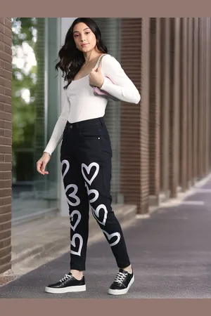 DressBerry Women Mom Fit Printed Stretchable Jeans