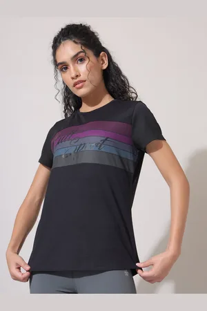 Cult Women Black & Multicoloured Typography Striped T-shirt
