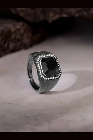 GIVA 925 Silver Black Rhodium Reserved Ring For Him