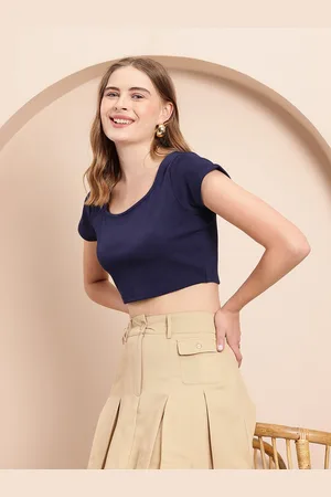 Mast & Harbour Solid Ribbed Cotton Crop Top