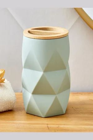 Home Centre Green & Beige Textured Toothbrush Holder