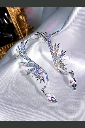 Krelin Silver-Plated Stainless Steel Rhinestone CZ & Crystals Ear Cuff Earrings