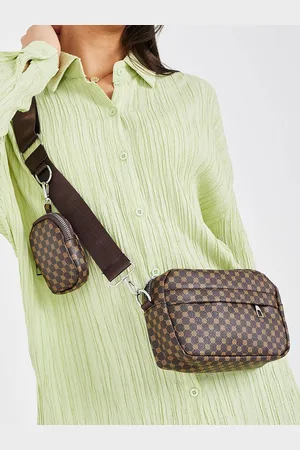 Styli Graphic Printed Zip Detail PU Shoulder Bag