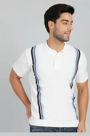 JADE BLUE Men Textured Polo Collar Pure Cotton Slim Fit T-shirt