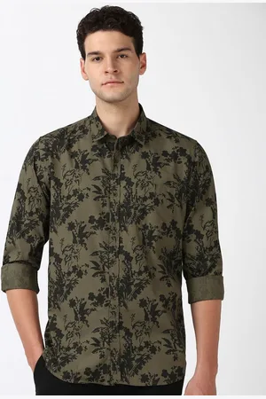 Peter England Men Spread Collar Floral Printed Cotton Slim Fit Casual Shirt