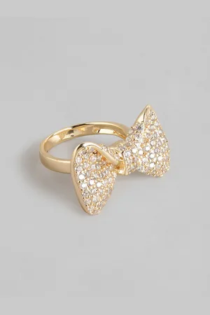 DressBerry Stone Studded Bow Shaped Finger Ring
