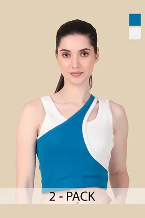 Mast & Harbour Colourblocked Cotton Crop Top
