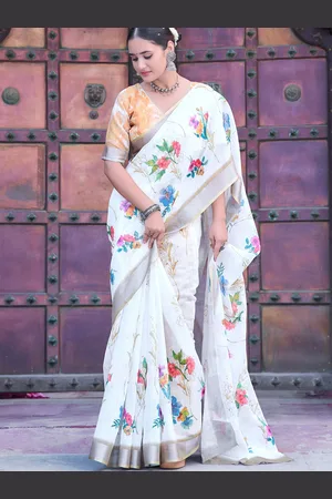 Moda Rapido Floral Designer Block Print Saree