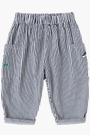 LULU & SKY Boys Striped Straight Fit High-Rise Trousers