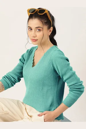 DressBerry Women V-Neck Ribbed Pullover