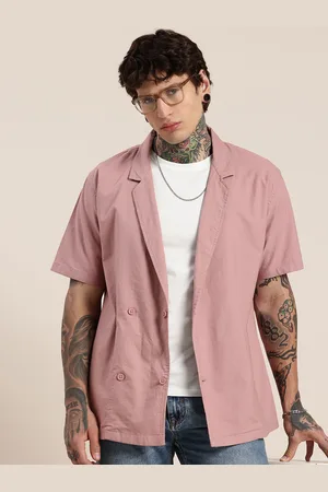 HERE&NOW Pure Cotton Lapel Collar Drop-Shoulder Sleeves Casual Shirt