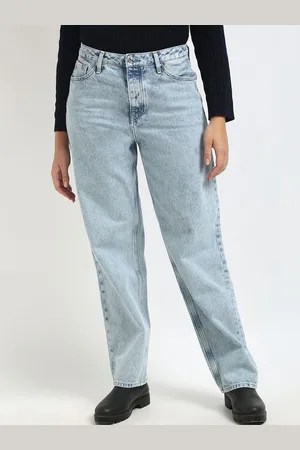 Calvin Klein Women Highly Distressed Mid-Rise Heavy Fade Jeans