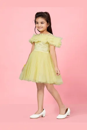 BAESD Girls Flared Sleeve Net Fit & Flare Dress