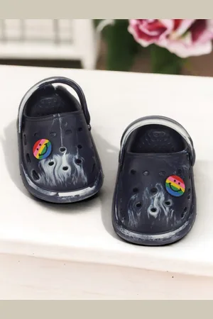 Lil Lollipop Kids Marble Printed Look Smily Applique Rubber Anti-Slip Clogs