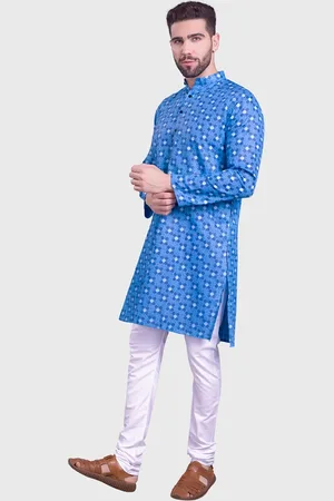 SHIWAM ETHNIX Mandarin Collar Printed Regular Straight Kurta with Pyjamas