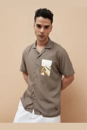 Lifestyle Men Cuban Collar Graphic Printed Casual Shirt