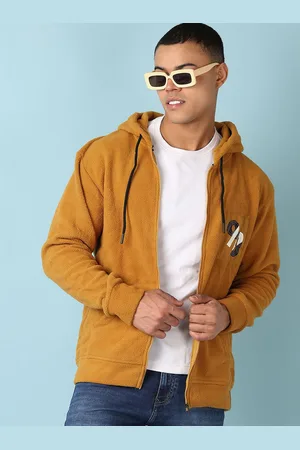 V-Mart Men Solid Hood Cotton Front-Open Sweatshirt