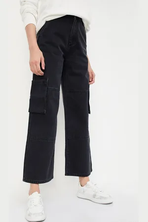 Max Collection Women Clean Look Wide Leg Pure Cotton Jeans