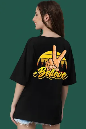 DressBerry Women Graphic Printed Round Neck Cotton Oversized T-shirt
