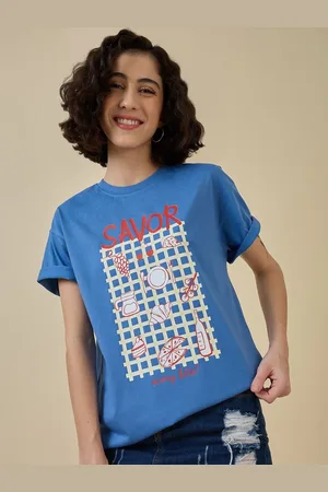 Mast & Harbour Women Printed Raw Edge T-shirt