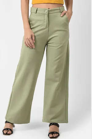 Chemistry Women Relaxed Straight Leg Flared High-Rise Trousers
