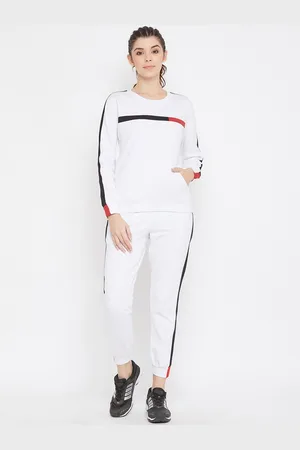 Bishop Cotton Bishop Women White & Black Solid Tracksuit