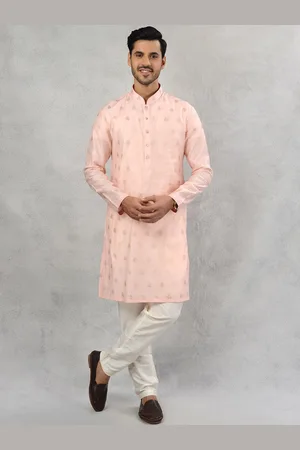 azania Ethnic Woven Design Mandarin Collar Regular Straight Kurta with Trouser