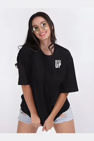 Moda Rapido Women Typography Printed Round Neck Cotton Oversized T-shirt