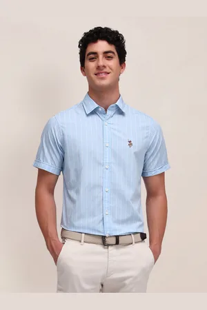 U.S. Polo Assn. Men Classic Spread Collar Vertical Striped Cotton Casual Shirt