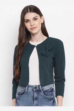 Mayra Women Green Solid Denim Jacket