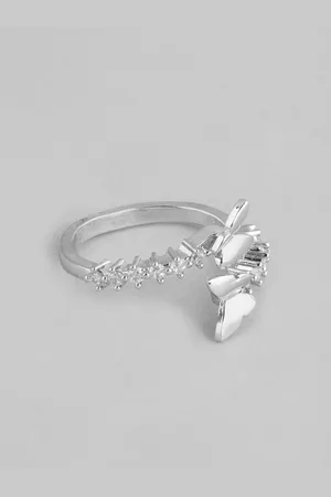 DressBerry Women Stone-Studded Butterfly-Shaped Finger Ring