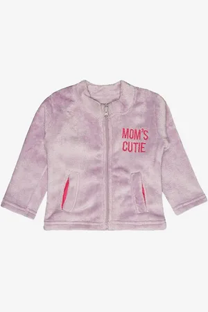 BodyCare Girls Floral Fleece Lightweight Crop Tailored Jacket with Embroidered