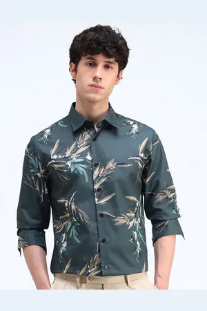 Flying Machine Men Slim Fit Spread Collar Floral Printed Cotton Casual Shirt