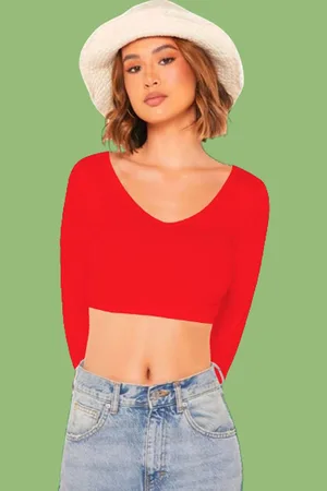 Dream Beauty Fashion Dream Beauty Women V-Neck Fitted Crop Top