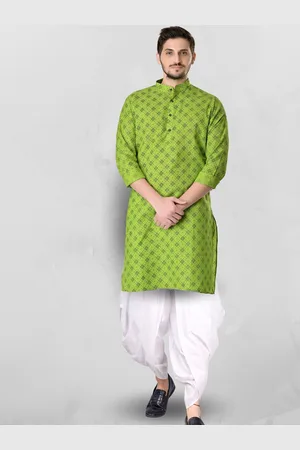 SHIWAM ETHNIX Geometric Printed Mandarin Collar Straight Kurta With Dhoti Pants