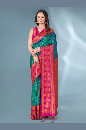 all about you Woven Design Zari Silk Blend Paithani Saree