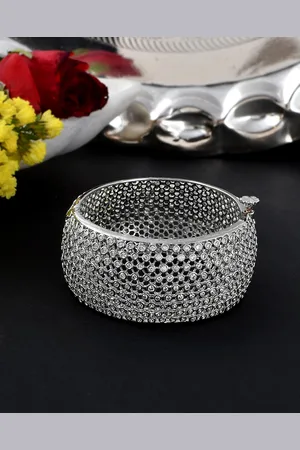 Voylla Rhodium-Plated & CZ Studded Bangles