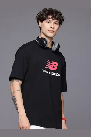 New Balance Brand Logo Print Drop-Shoulder Sleeves Cotton Longline T-Shirt