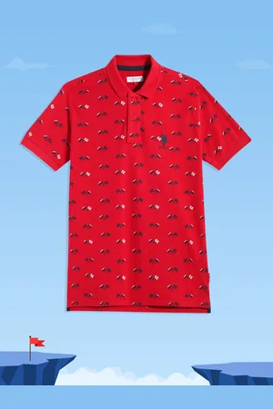 Ralph Lauren Boys Red Printed Polo Collar Pure Cotton T-shirt