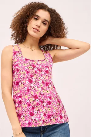 Mayra Women Floral Printed Cotton Styled Back Top