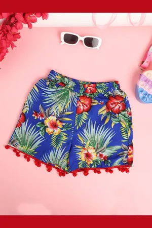 Cutiekins Girls Floral Printed Mid-Rise Shorts