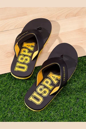 U.S. Polo Assn. U S Polo Assn Men Brown & Mustard Printed Thong Flip-Flops