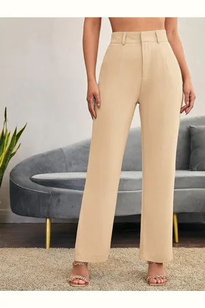 Chemistry Women Relaxed Straight Leg Flared High-Rise Trousers