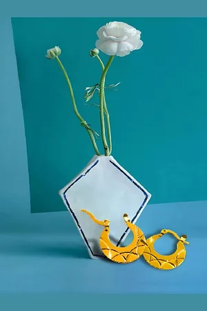 Roadster Gold-Plated Circular Chandbali Hoop Earrings