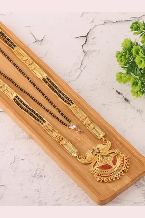 Brandsoon Gold Toned & Black Set of 2 Beaded Mangalsutra