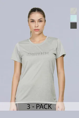 dollar Women Pack of 3 Microfiber Printed Anti Bacterial Sports T-Shirt