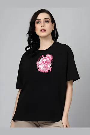 DressBerry Women Graphic Printed Round Neck Cotton Oversized T-shirt