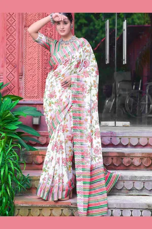 Moda Rapido Floral Designer Block Print Saree