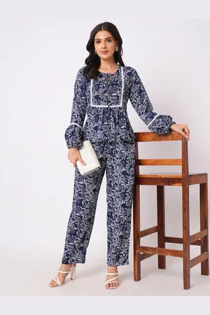 Moda Rapido Printed Round Neck Top & Trousers Co-OrdsSet